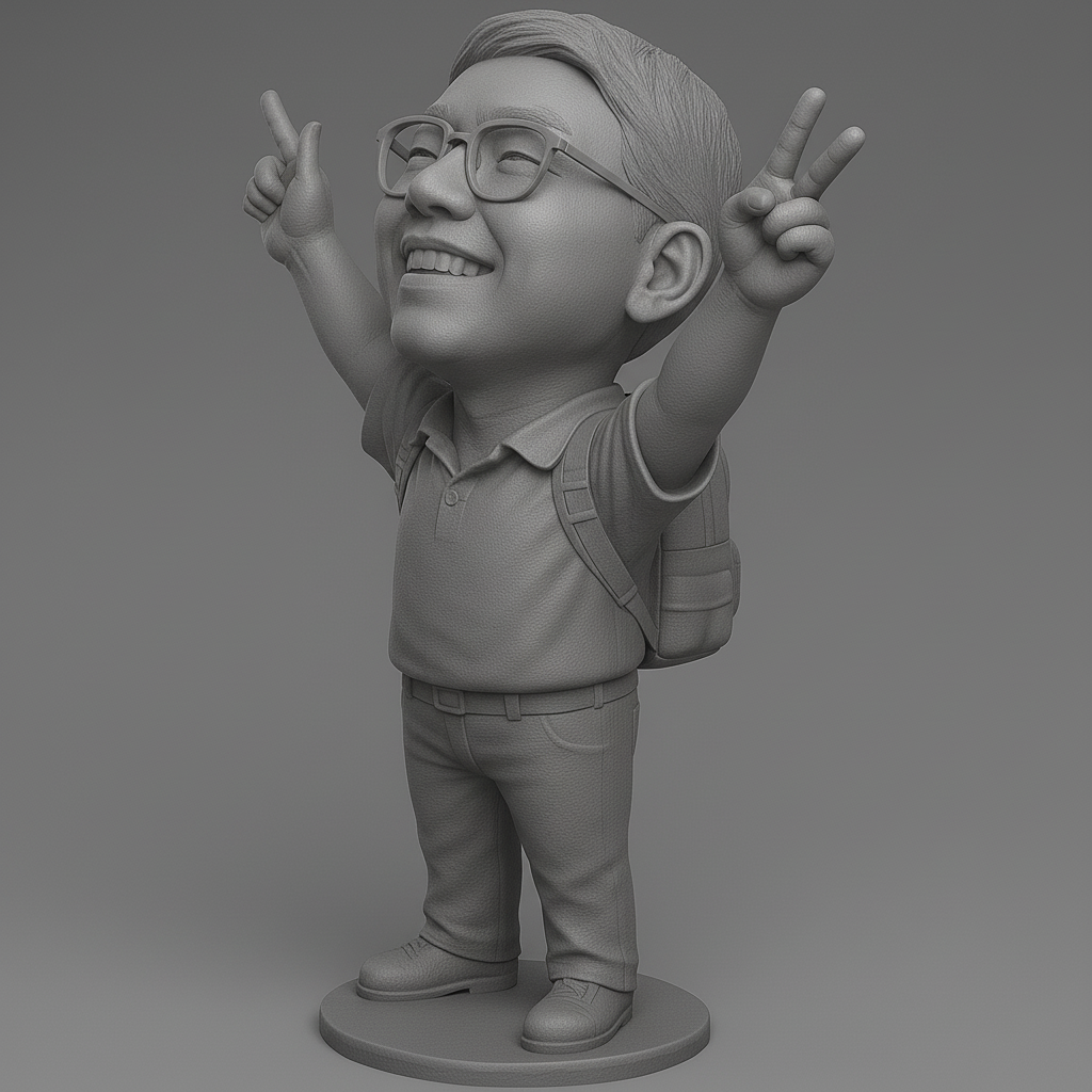 silhouette 3d printer maker-3d portrait printing_Joyful Victory Pose Figurine