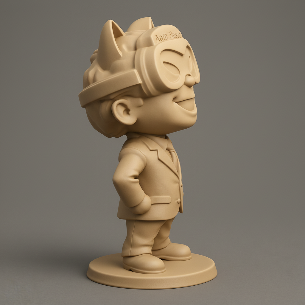 face anatomy 3d model-create 3d face model from photo_Aam Masua Mascot: Unique Desk Figure with Style