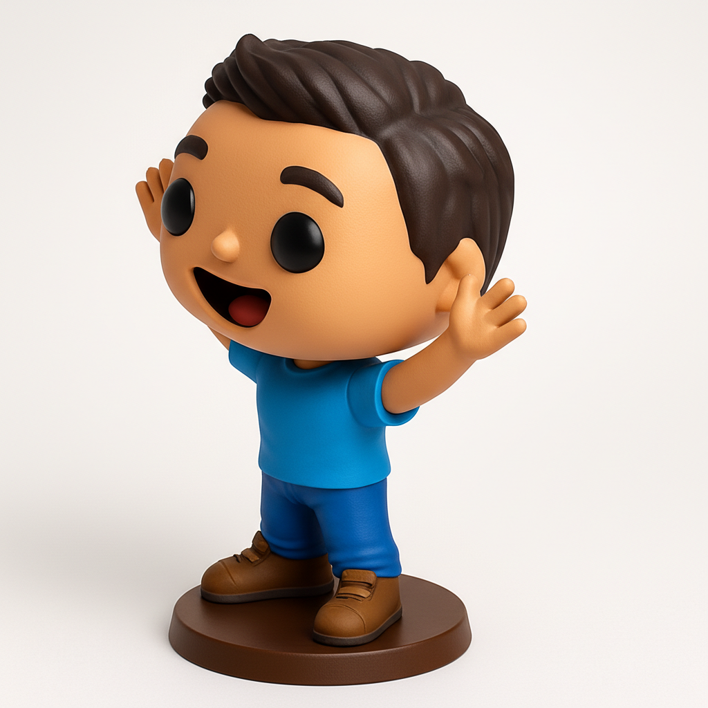 face to 3d model ai-3D portrait printing from photo_Smiling Waving Chibi Figure - Fun Desk Companion