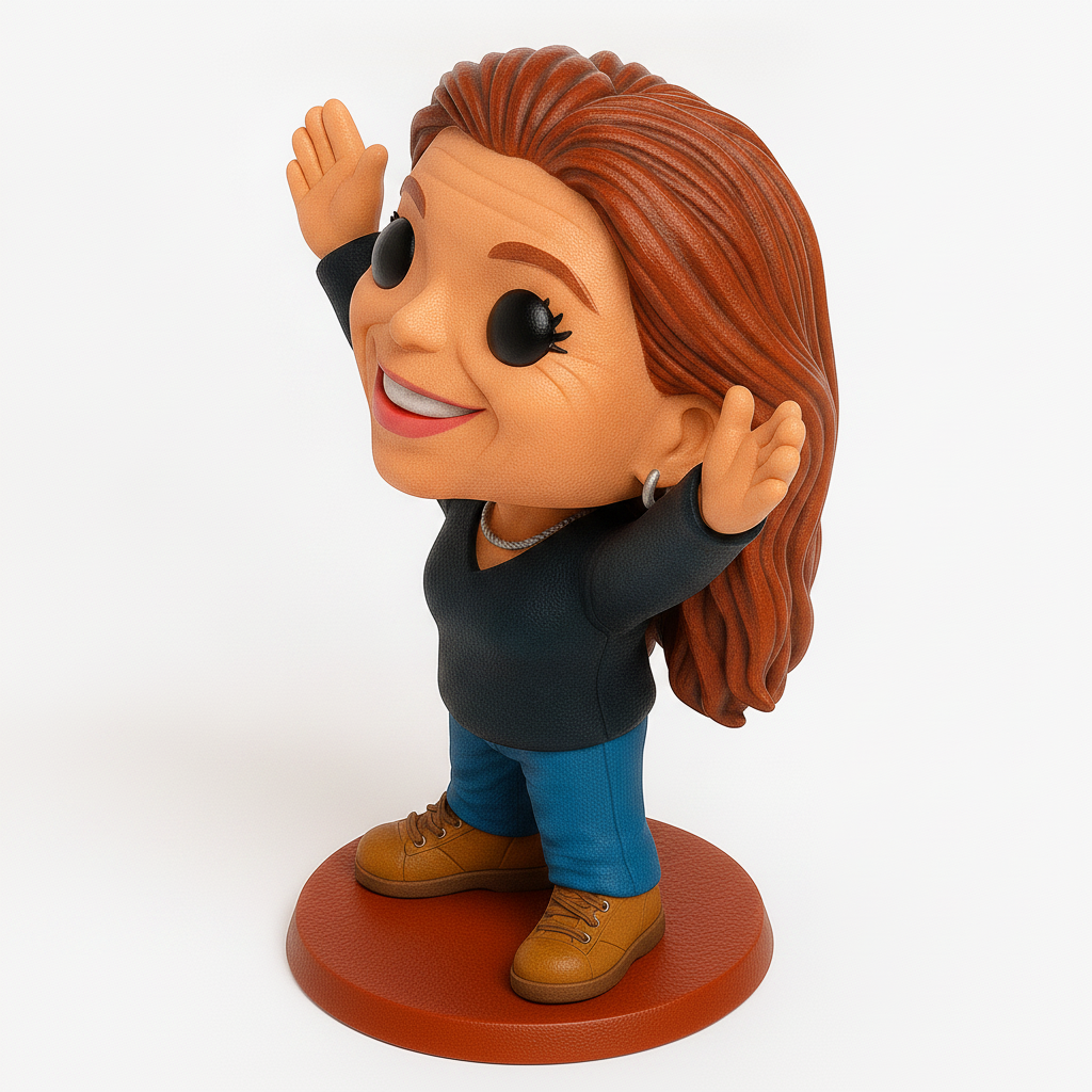 face anatomy 3d model-create 3d face model from photo_Joyful Female Figurine: Personalize Your Desk Buddy!