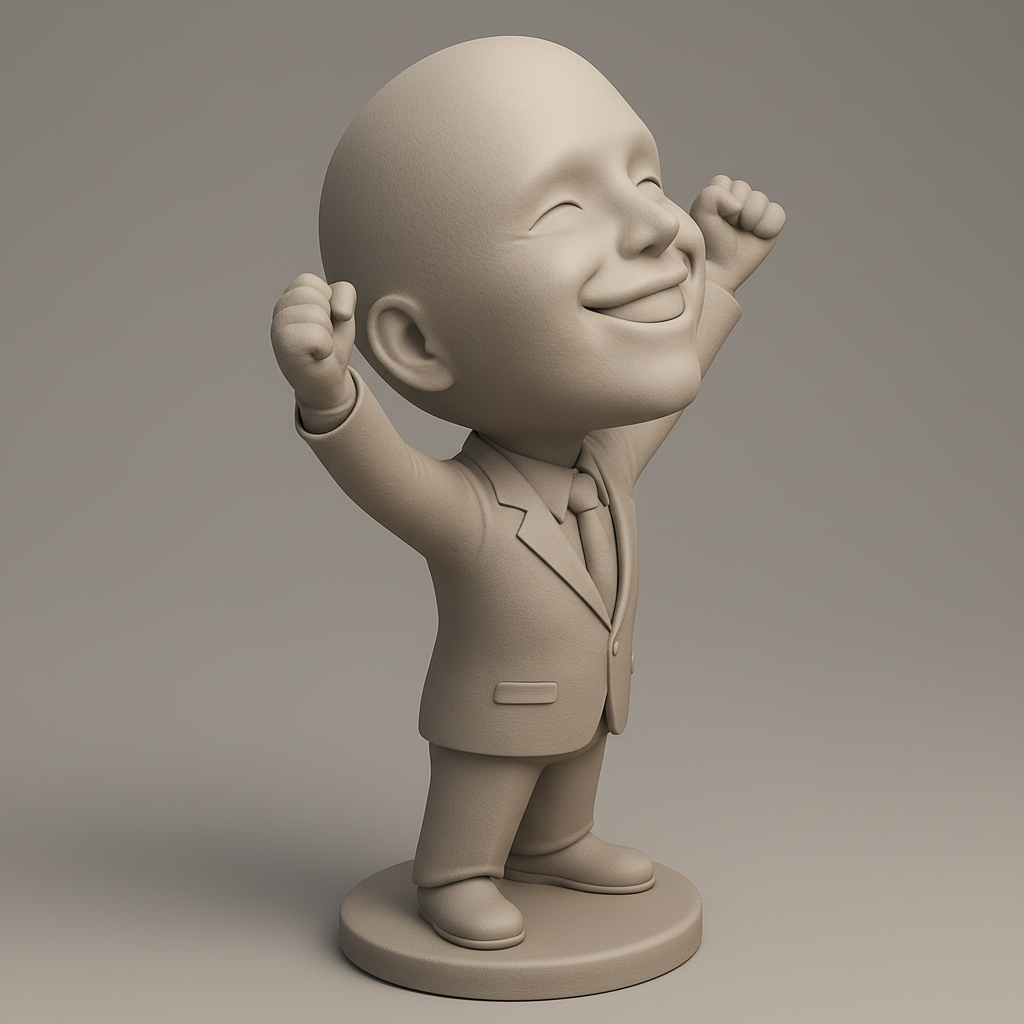 face to 3d model ai-3D portrait printing from photo_Happy Success Bobblehead: Celebrate Wins!