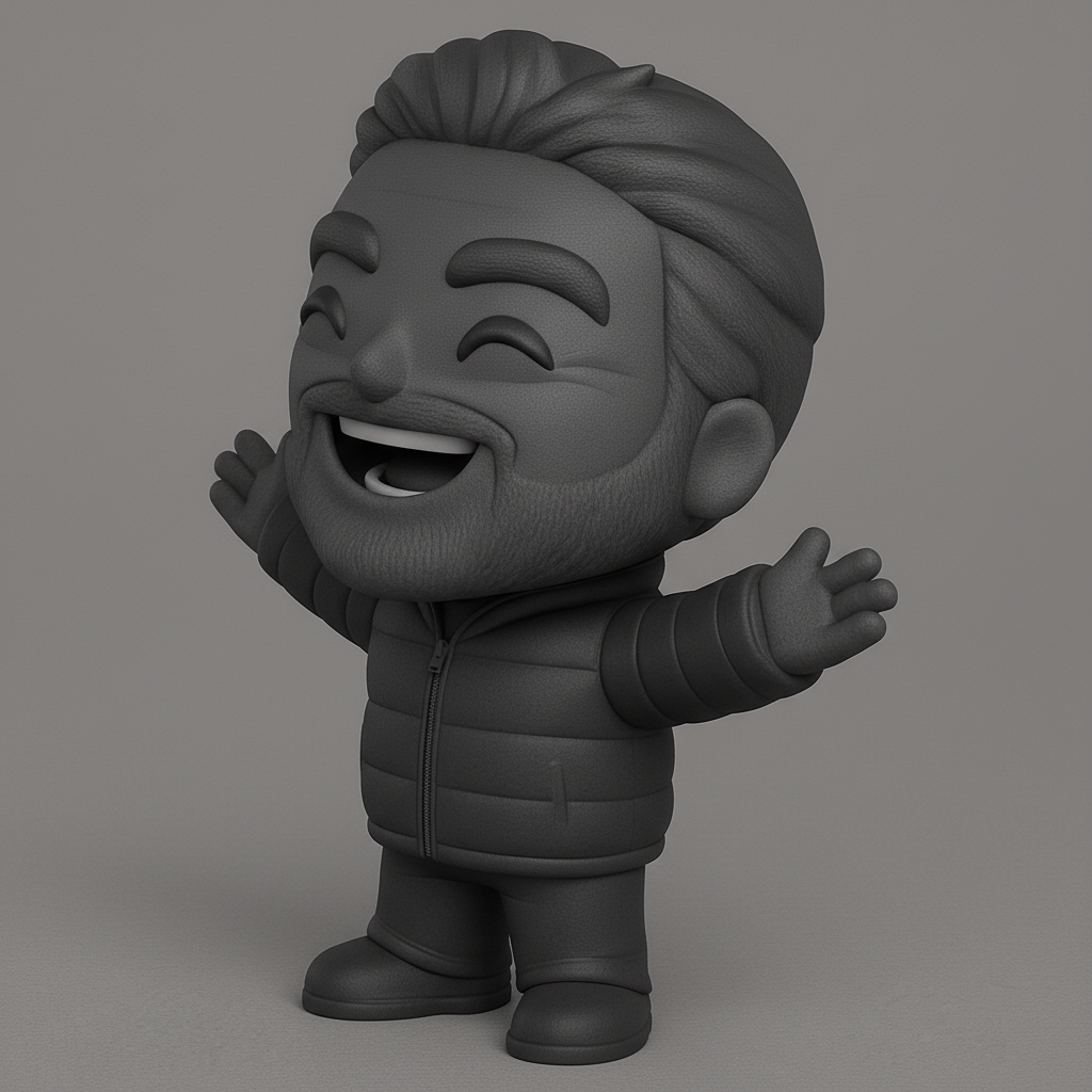 face anatomy 3d model-create 3d face model from photo_Welcoming Chibi Man: Print a Smile & Spread Joy!