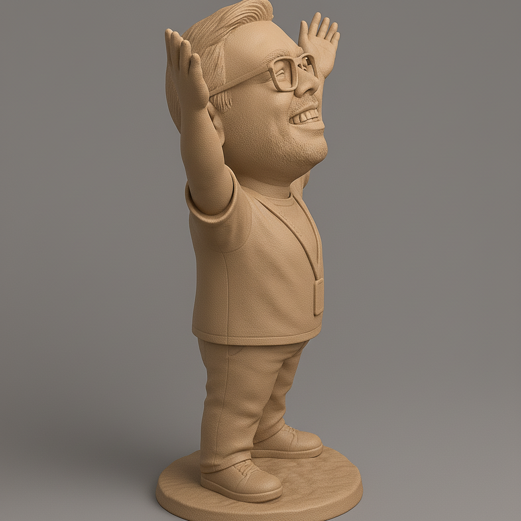 silhouette 3d printer maker-3d portrait printing_Joyful Champion Figurine for 3D Printing