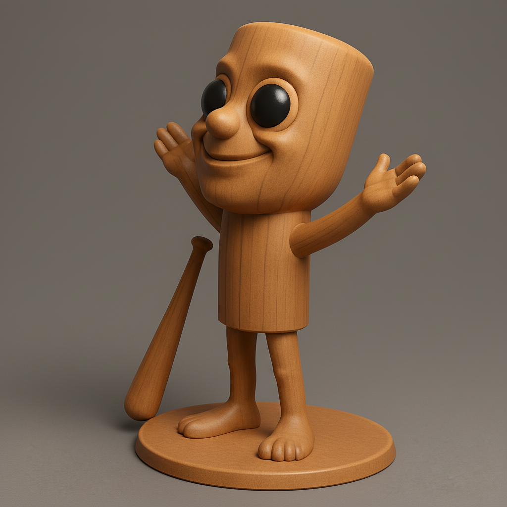 face anatomy 3d model-create 3d face model from photo_Friendly Wooden Pal with Baseball Bat - Ready to Print!