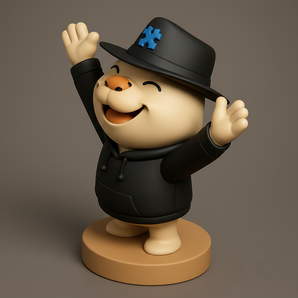 face anatomy 3d model-create 3d face model from photo_Smiling Fedora Mascot - Print Your Cheerful Desk Pal!