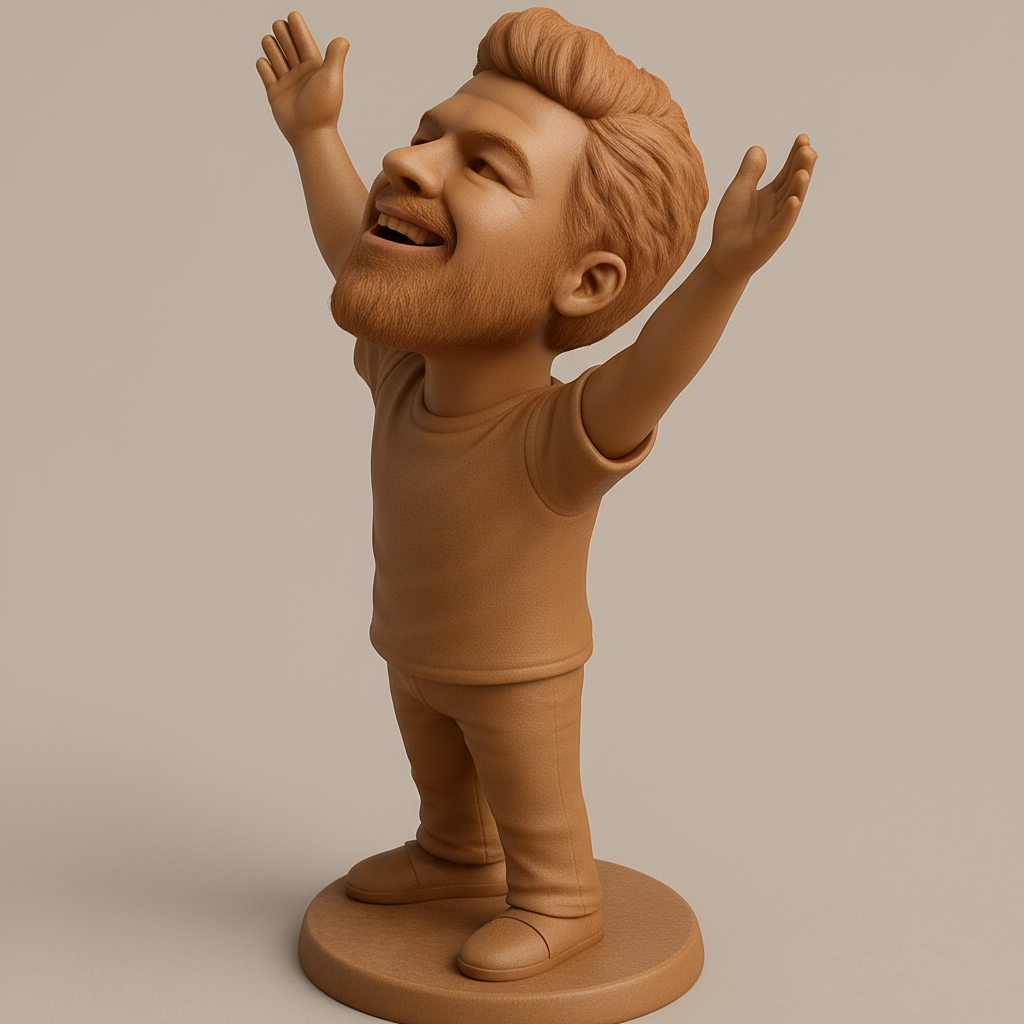 silhouette 3d printer maker-3d portrait printing_Cheering Man Bobblehead: Celebrate Your Victories!