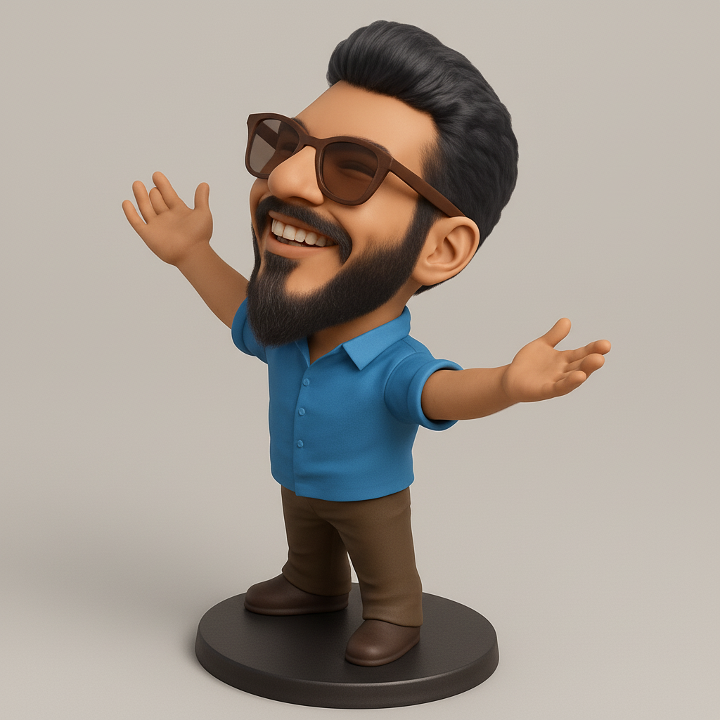 face anatomy 3d model-create 3d face model from photo_Optimistic Bobblehead: Embrace Joy & Freedom