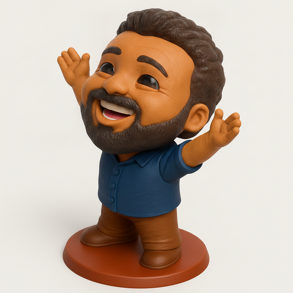 face anatomy 3d model-create 3d face model from photo_Customizable Happy Figurine Bobblehead - Desktop Cheer!