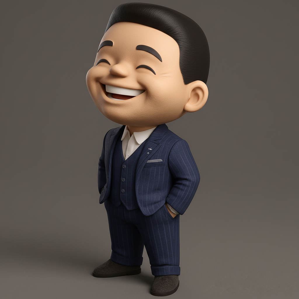 face to 3d model ai-3D portrait printing from photo_Happy Businessman Bobblehead - Office Decor & Gift