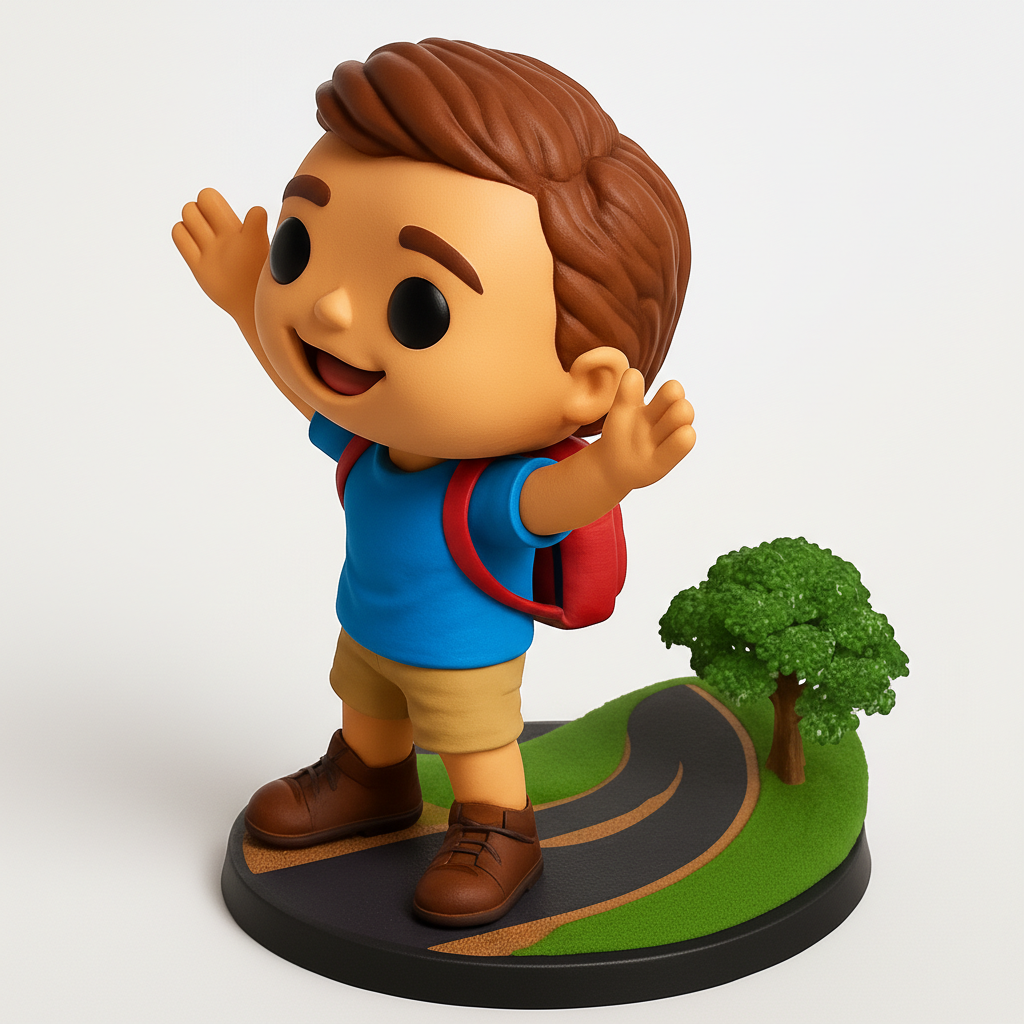 face to 3d model ai-3D portrait printing from photo_Happy Explorer Boy: Desk Buddy & Adventure Figurine