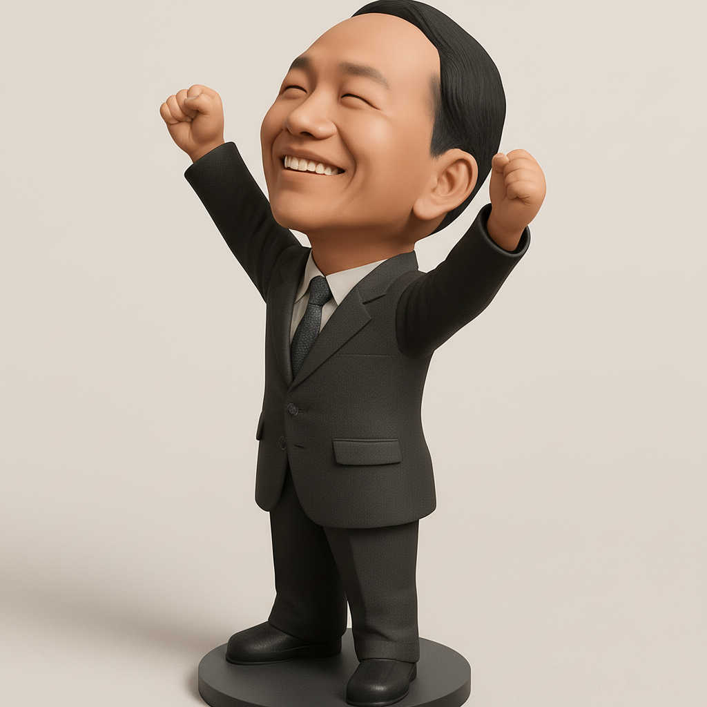 face anatomy 3d model-create 3d face model from photo_Victory Pose Executive Bobblehead Figurine