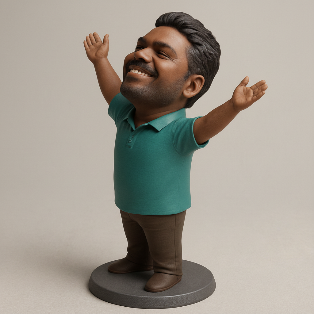 silhouette 3d printer maker-3d portrait printing_Joyful Man Bobblehead: Embrace Happiness