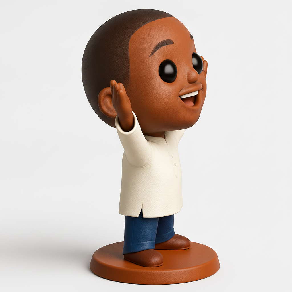 face to 3d model ai-3D portrait printing from photo_Welcoming Smile Character Figurine - Joyful Decor