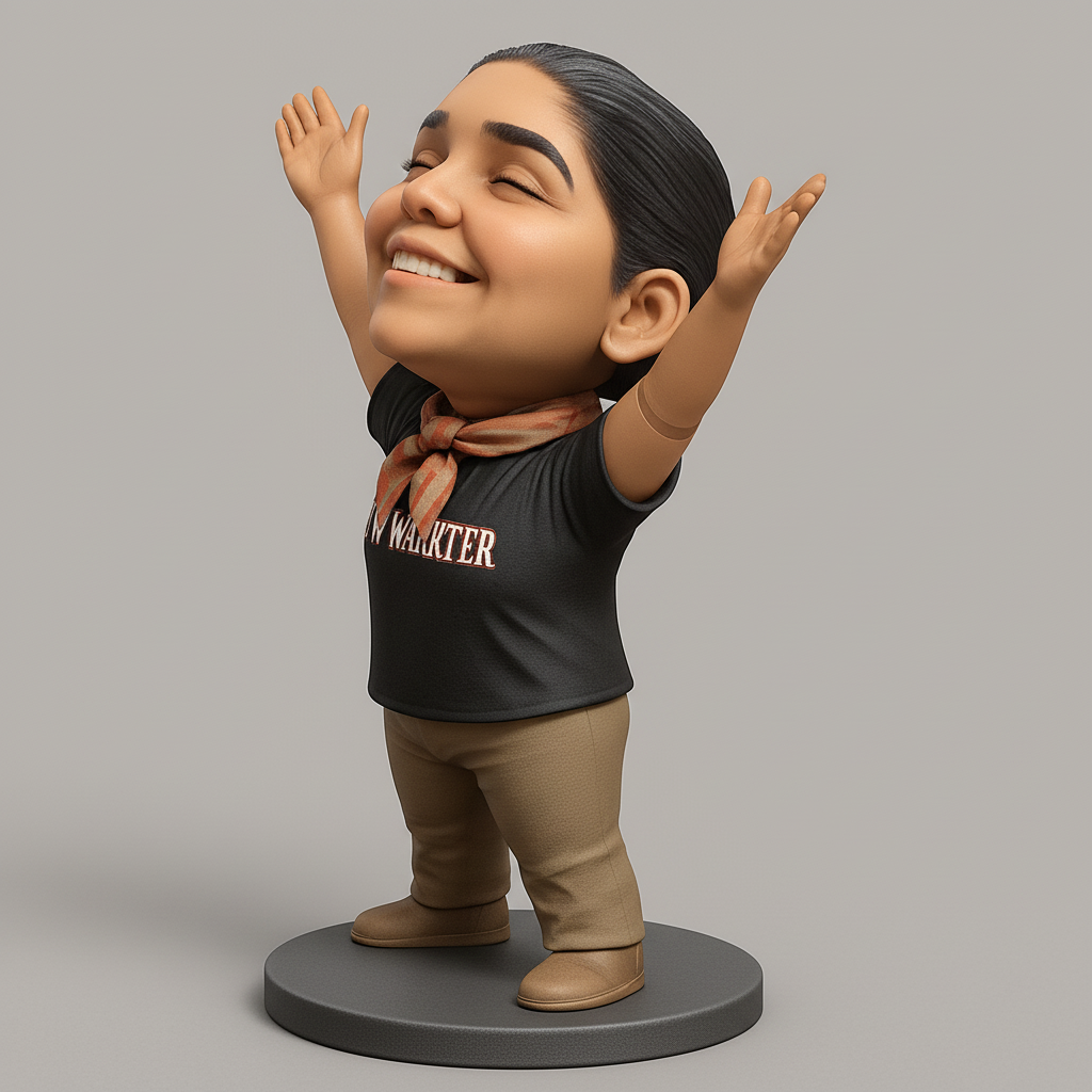 silhouette 3d printer maker-3d portrait printing_Cheerful Figurine with Outstretched Arms