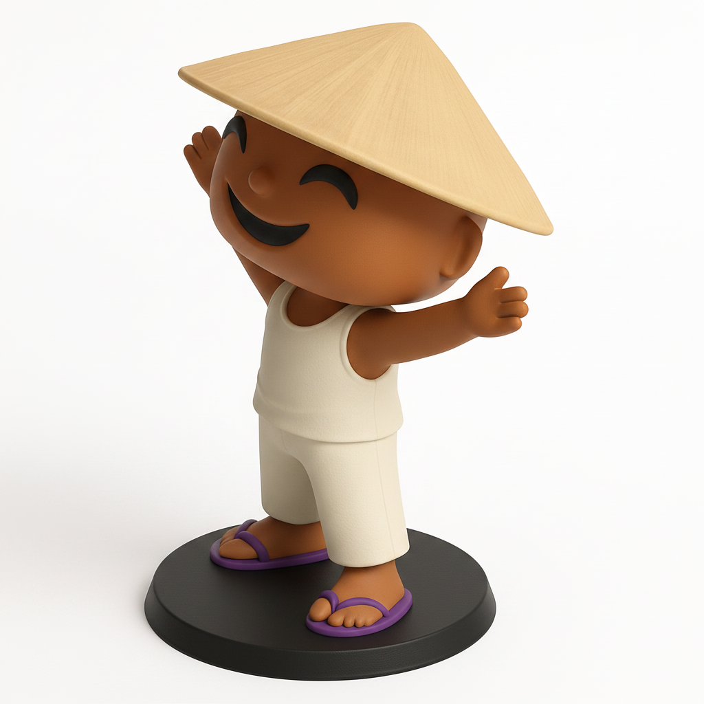 face anatomy 3d model-create 3d face model from photo_Happy Nón Lá Pal: Cultural Charm 3D Print