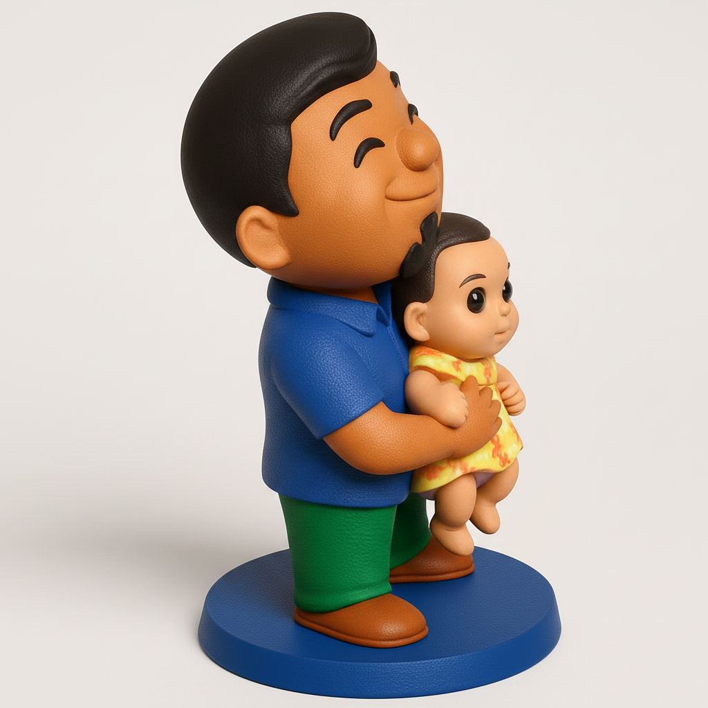 face to 3d model ai-3D portrait printing from photo_Dad & Baby Joy: Adorable Keepsake Figurine