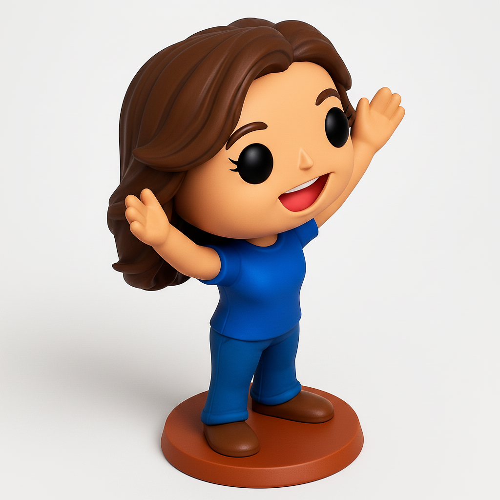 face to 3d model ai-3D portrait printing from photo_Joyful Pop-Style Girl Figurine - Print Your Own Smile!