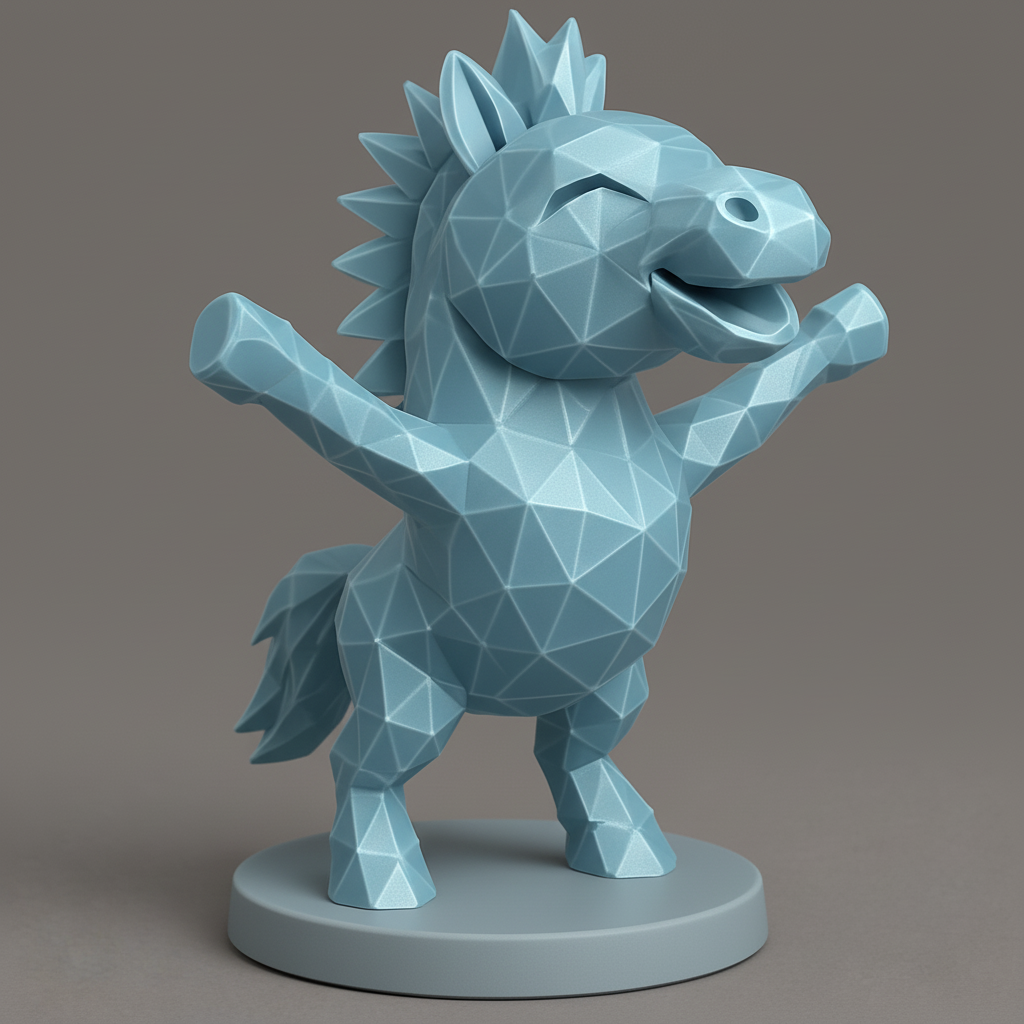 face anatomy 3d model-create 3d face model from photo_Geometric Joy: Happy Low-Poly Horse Figurine