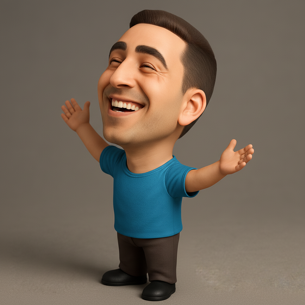 silhouette 3d printer maker-3d portrait printing_Cheerful Caricature Desk Buddy - Embrace Joy!
