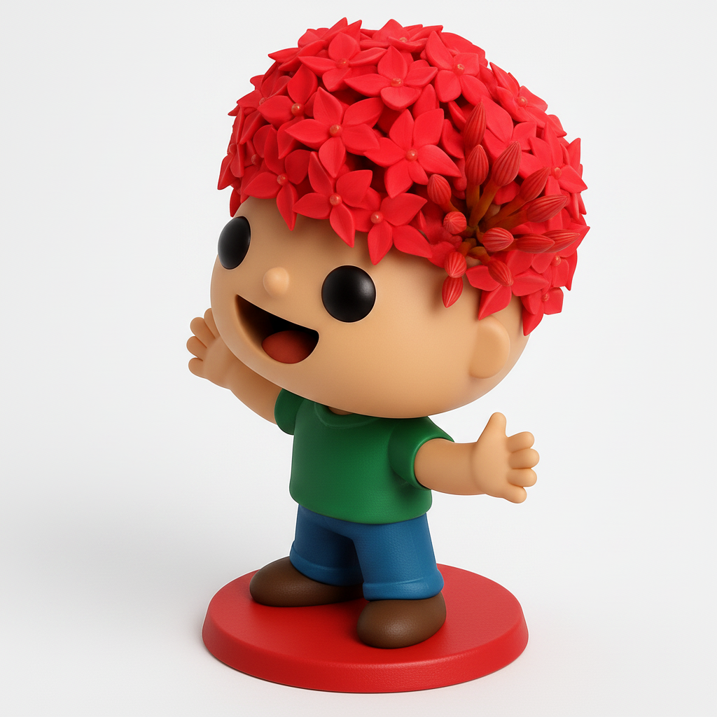 face anatomy 3d model-create 3d face model from photo_Joyful Bloom Buddy: Adorable Flower-Haired