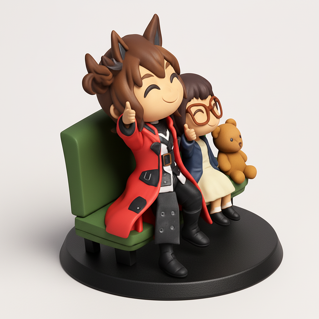 face anatomy 3d model-create 3d face model from photo_Cheerful Chibi Duo & Teddy Bench