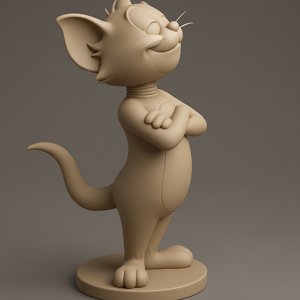 face anatomy 3d model-create 3d face model from photo_Charming Cat Figurine for 3D Printing