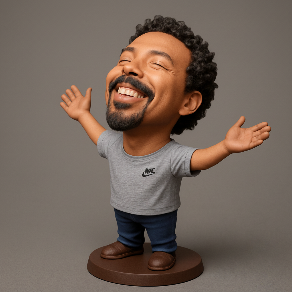 face to 3d model ai-3D portrait printing from photo_Embrace Joy Bobblehead: Spreading Happiness Figurine