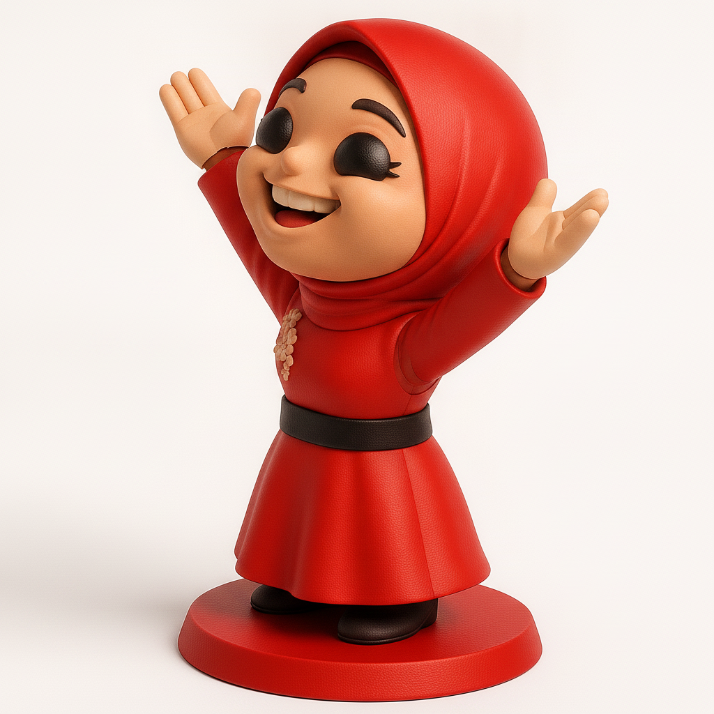 face to 3d model ai-3D portrait printing from photo_Joyful Hijabi Figurine - Spread Smiles & Decorate!