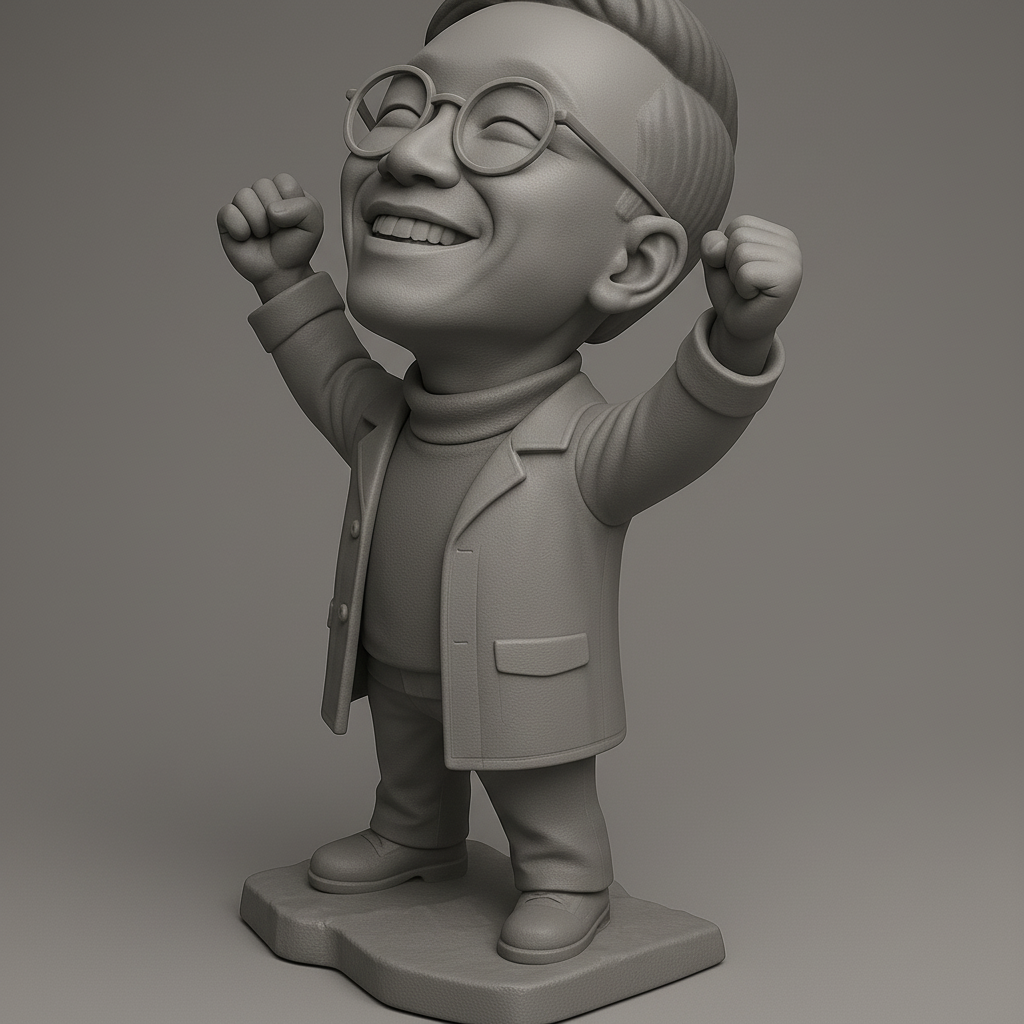 silhouette 3d printer maker-3d portrait printing_Joyful Scientist Figure for 3D Printing