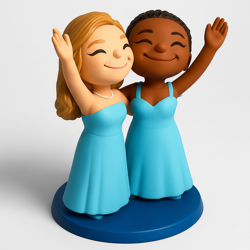 face to 3d model ai-3D portrait printing from photo_Joyful Duo Figurine: Celebrate Friendship & Special Moments