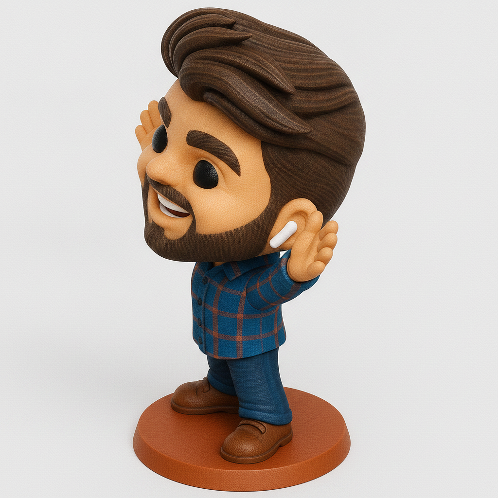 face anatomy 3d model-create 3d face model from photo_Printable Happy Guy Figurine with Plaid Shirt