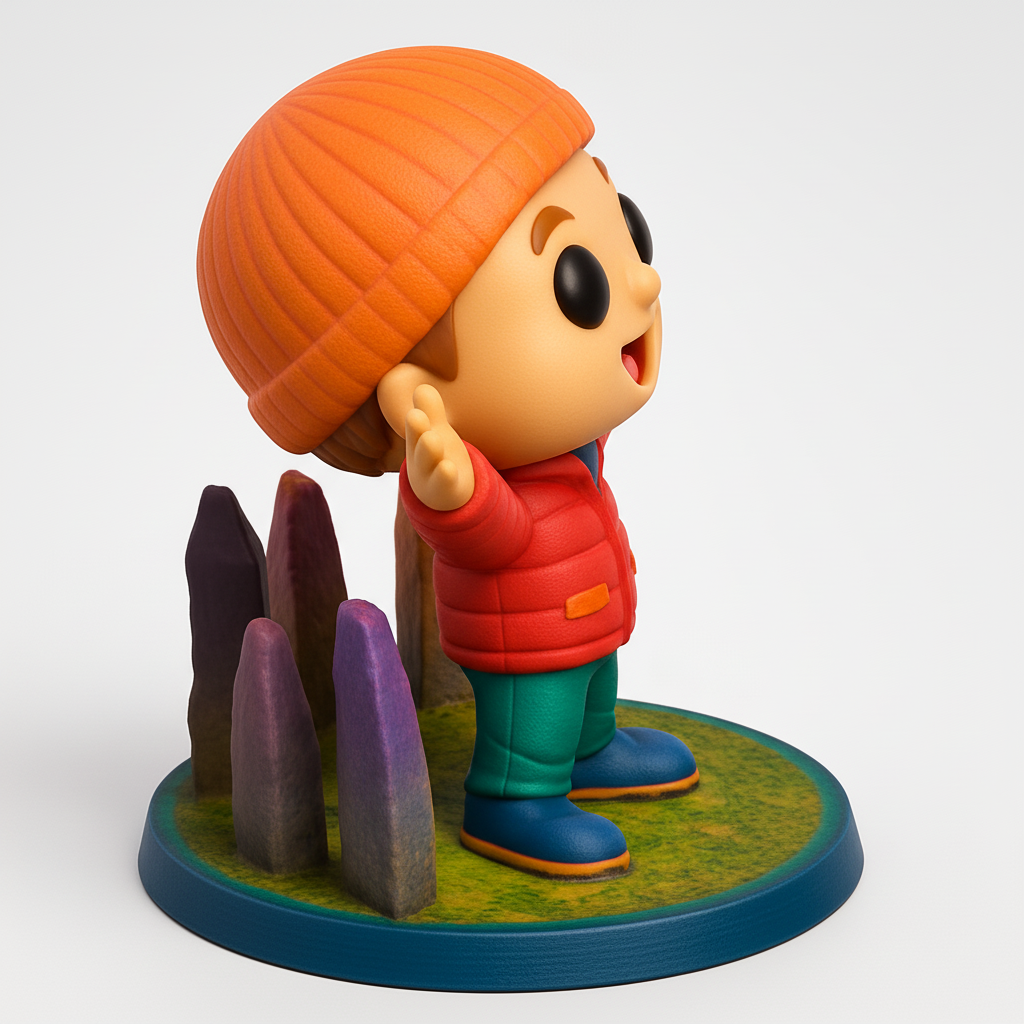 face to 3d model ai-3D portrait printing from photo_Bring Joy Home: Cheerful Explorer & Ancient Stones