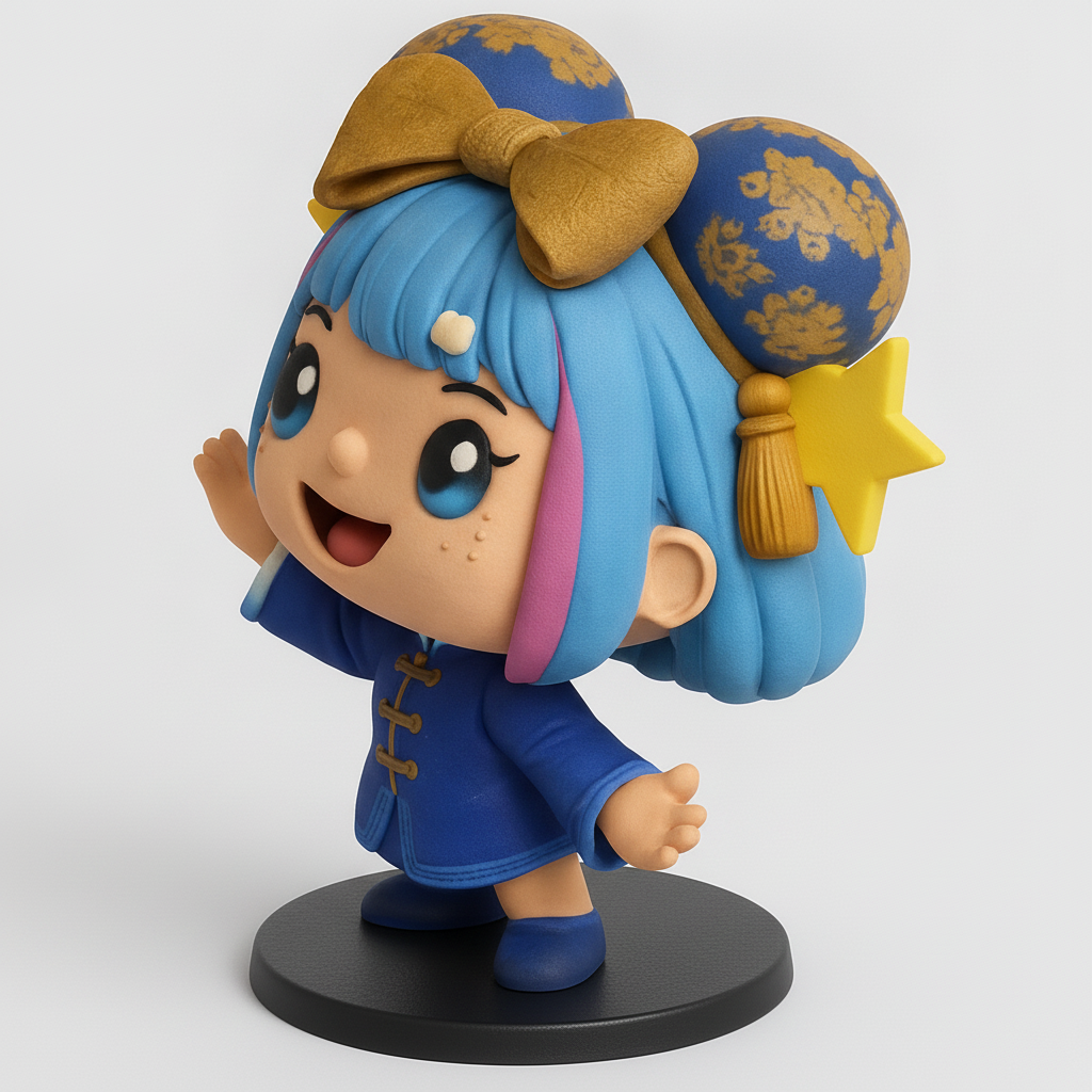 face to 3d model ai-3D portrait printing from photo_Kawaii Chibi Girl Collectible - Fun FDM Print!
