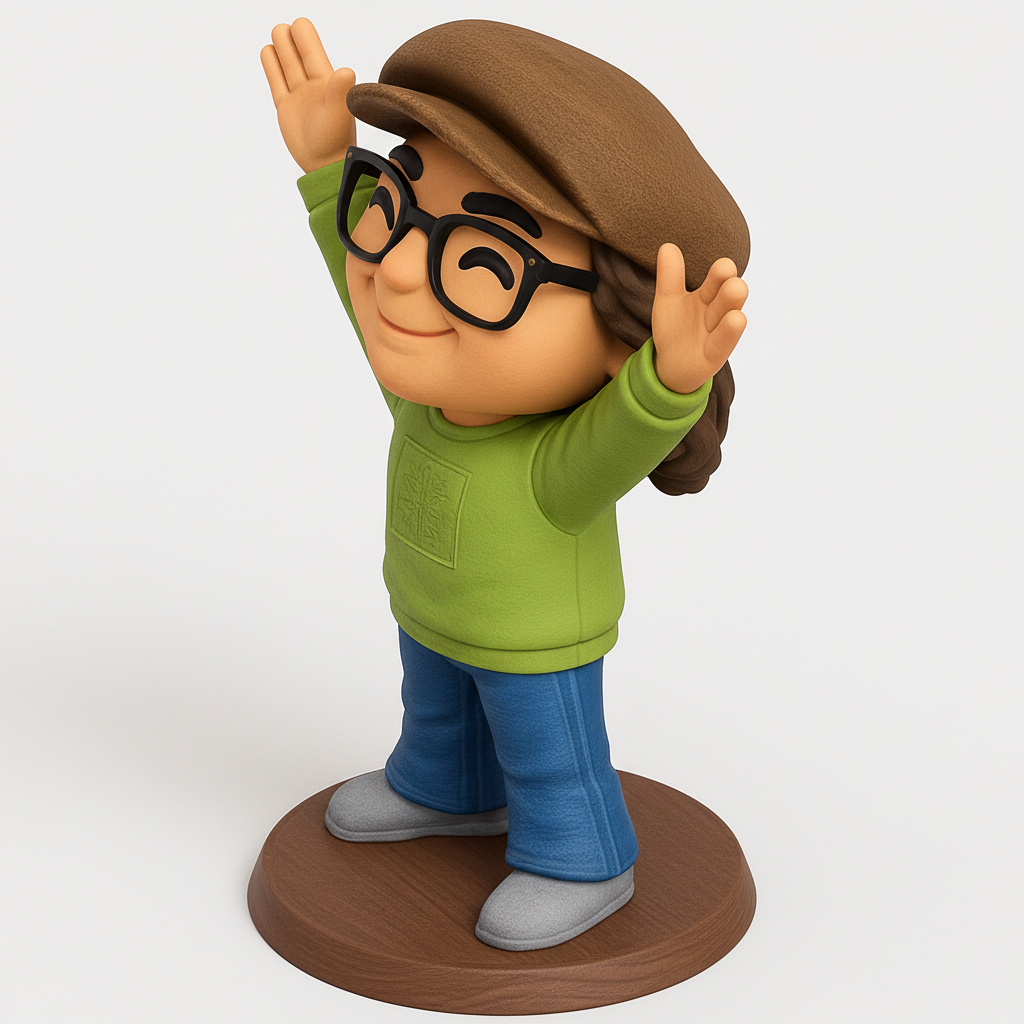 face anatomy 3d model-create 3d face model from photo_Joyful Waving Character Figurine - Your Happy Desk Pal