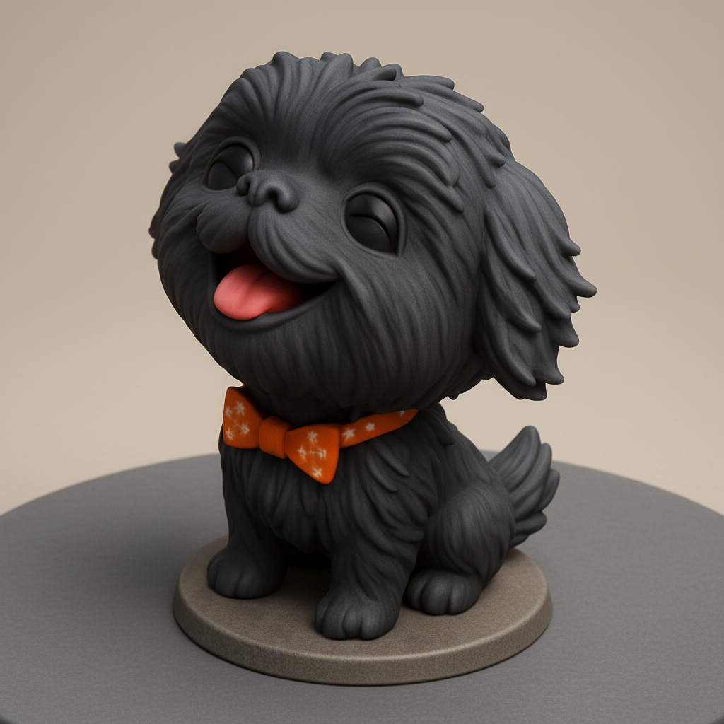 face anatomy 3d model-create 3d face model from photo_Adorable Happy Dog Figurine with Bow Tie - Perfect Desk Pal