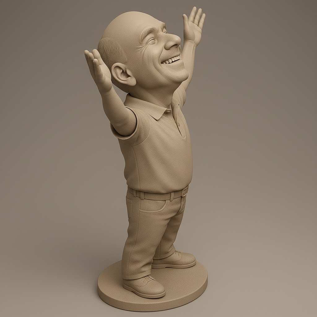 silhouette 3d printer maker-3d portrait printing_Joyful Figurine with Outstretched Arms