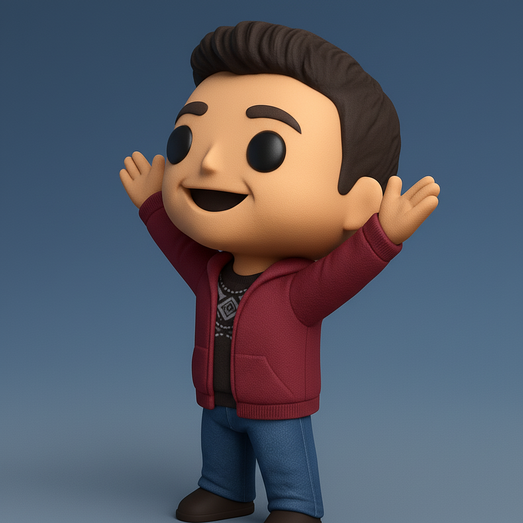 face anatomy 3d model-create 3d face model from photo_Smiling Funko-Style Collectible Figurine