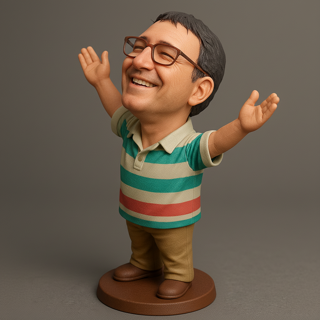 face anatomy 3d model-create 3d face model from photo_Cheerful 3D Figurine with Outstretched Arms