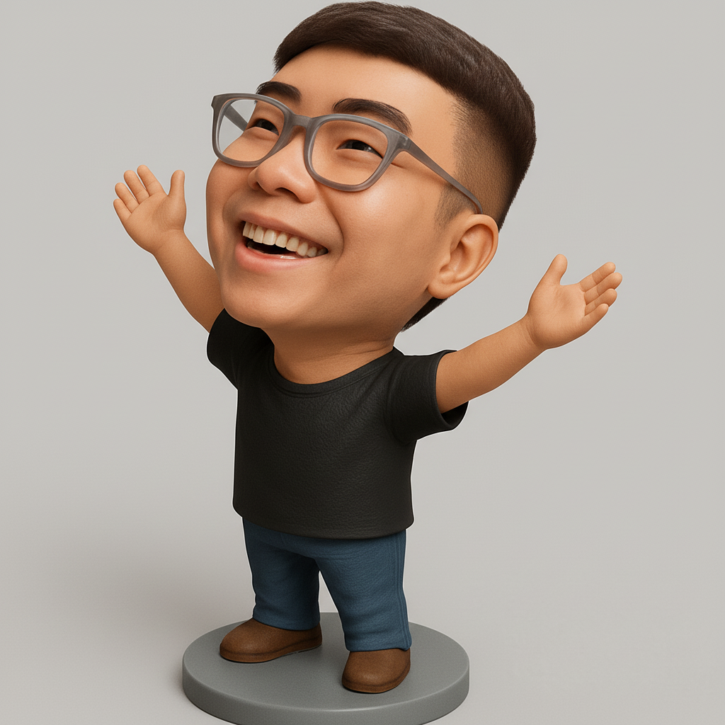 silhouette 3d printer maker-3d portrait printing_Joyful Bobblehead Figurine - Print Happiness!