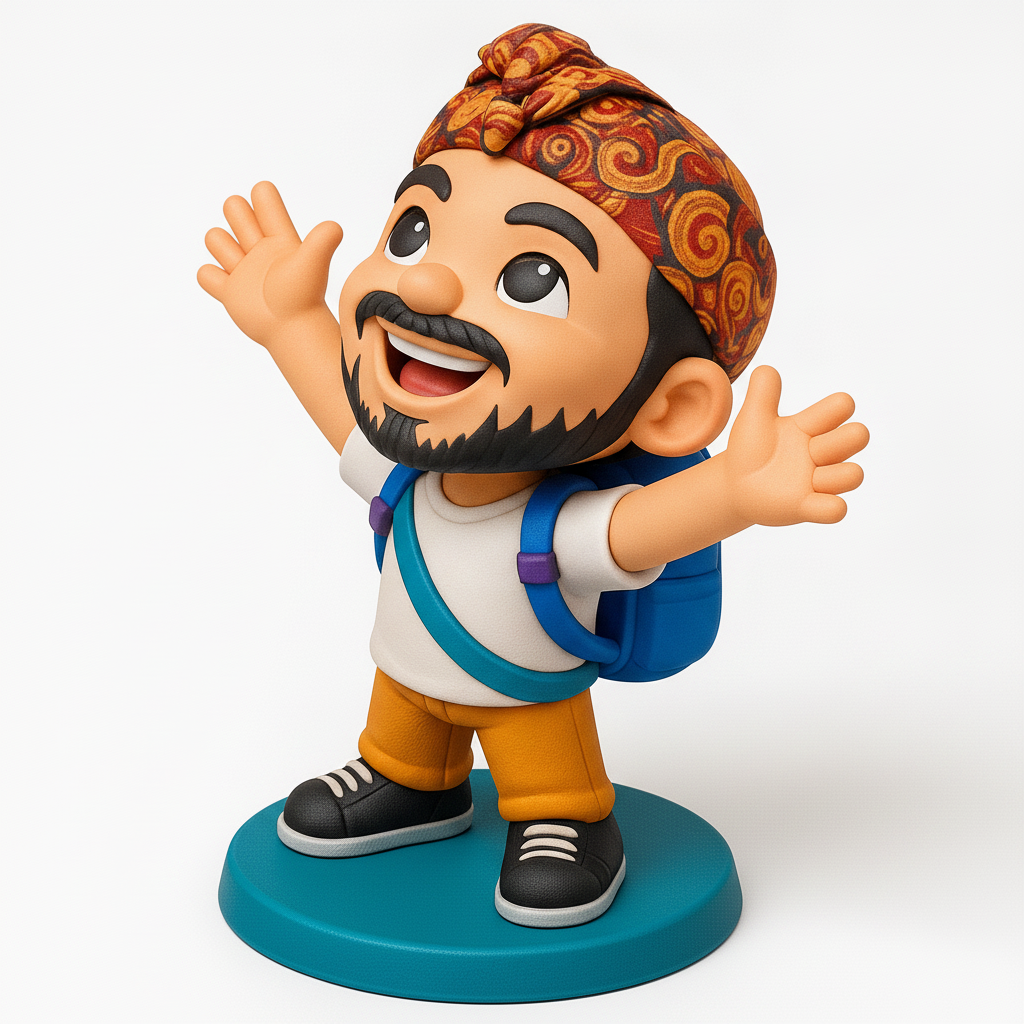 face to 3d model ai-3D portrait printing from photo_Joyful Traveler Figurine: Print Your Own Adventure!