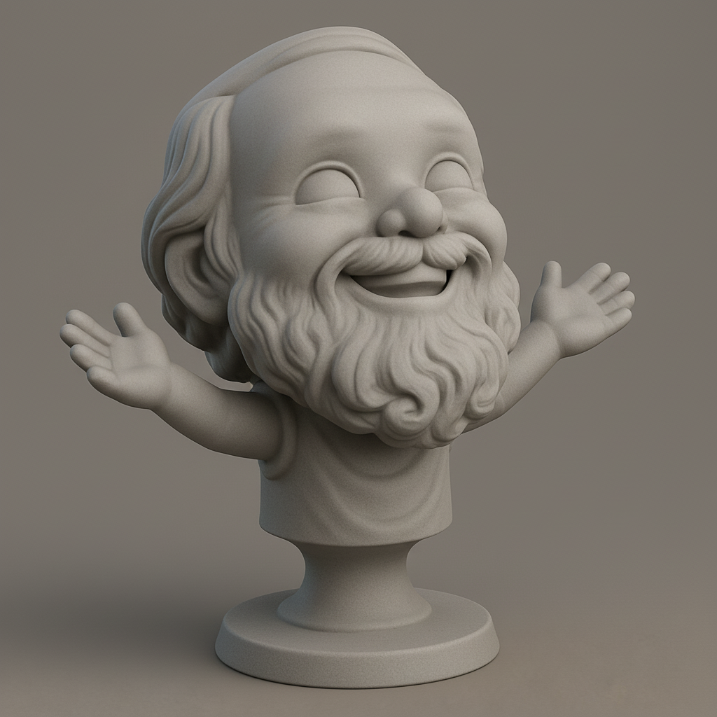face anatomy 3d model-create 3d face model from photo_Joyful Sage: Welcoming Philosopher Bust 3D Model