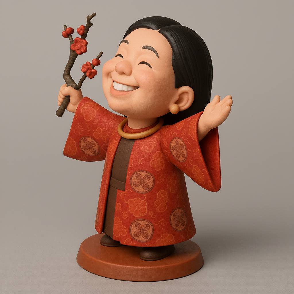 silhouette 3d printer maker-3d portrait printing_Cheerful Character in Traditional Attire