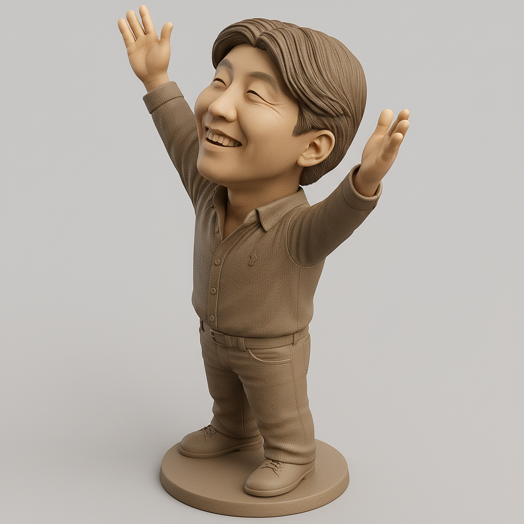 face anatomy 3d model-create 3d face model from photo_Joyful 3D Figurine with Outstretched Arms