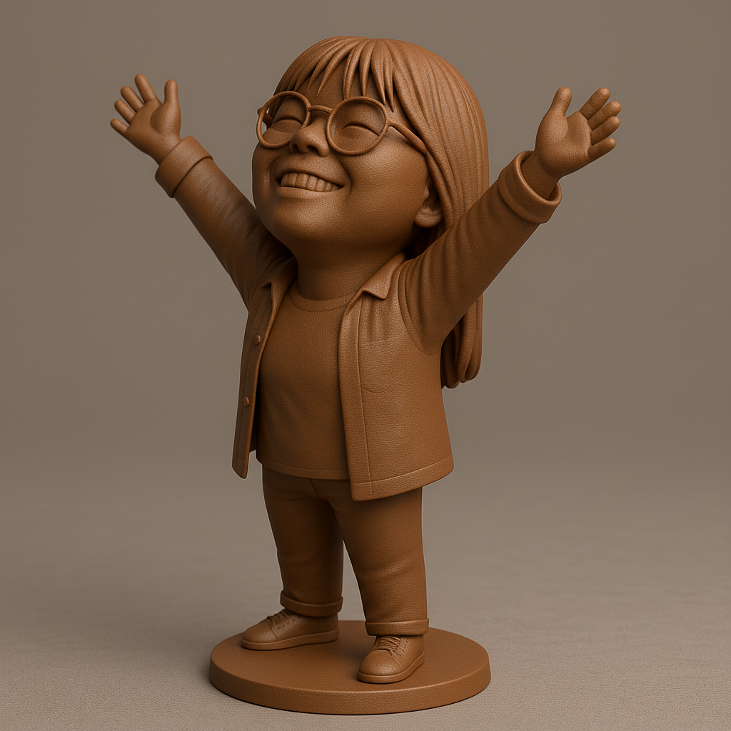 silhouette 3d printer maker-3d portrait printing_Joyful Child Figure with Outstretched Arms