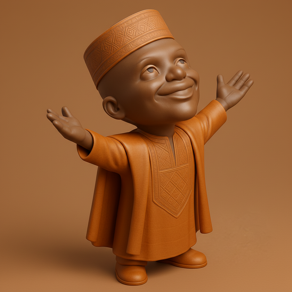 face anatomy 3d model-create 3d face model from photo_Joyful African Child Figurine: Open Arms Spirit