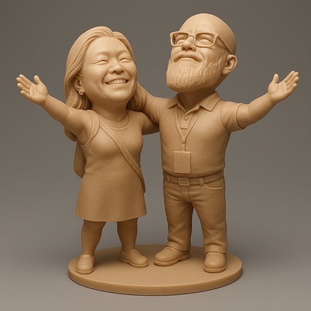 silhouette 3d printer maker-3d portrait printing_Joyful Couple Figurine for 3D Printing