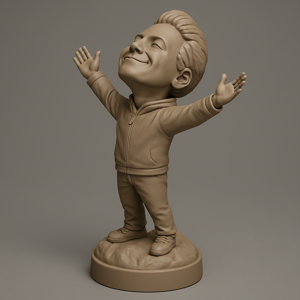 face anatomy 3d model-create 3d face model from photo_Embrace Joy: Happy Character Figurine 3D Print