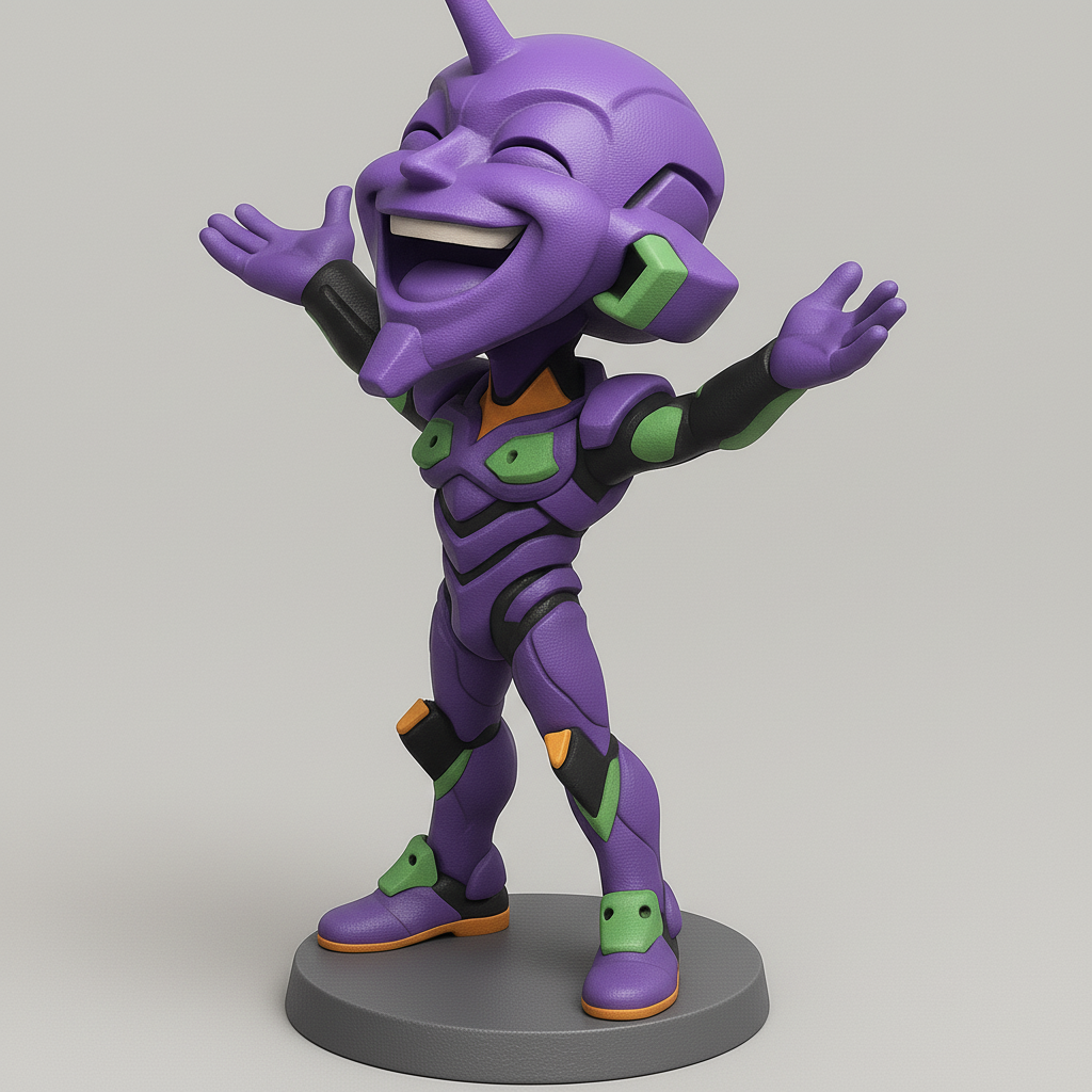 silhouette 3d printer maker-3d portrait printing_Joyful Purple Mecha Figure