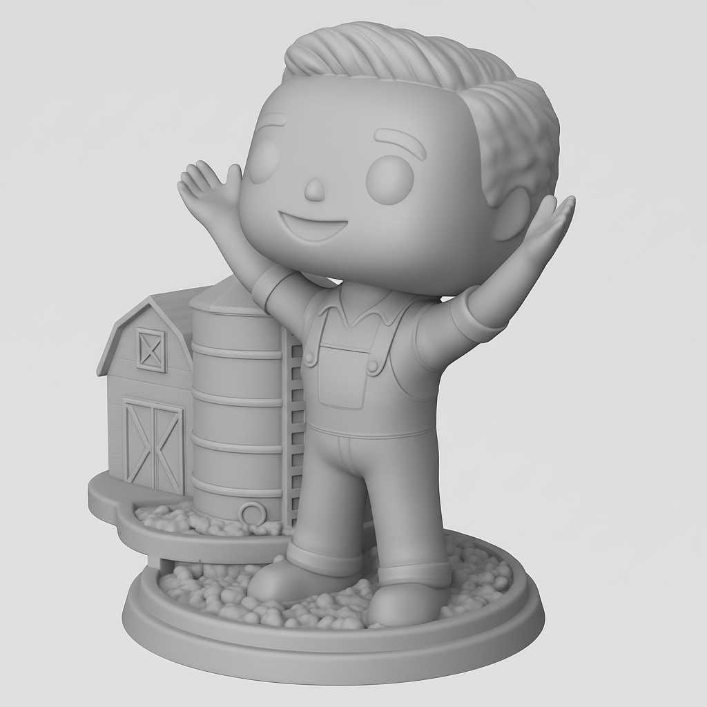 face to 3d model ai-3D portrait printing from photo_Cultivate Joy: Funko Style Farmer & Farm Diorama