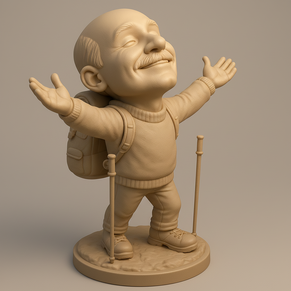 silhouette 3d printer maker-3d portrait printing_Joyful Hiker Figurine